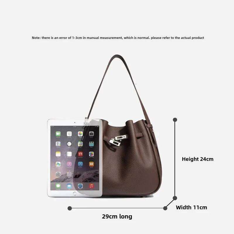 Vintage Versatile Comm Bolso tipo cubo cuero vaca para mujer, informal, gama alta, elegante, de un solo hombro ute