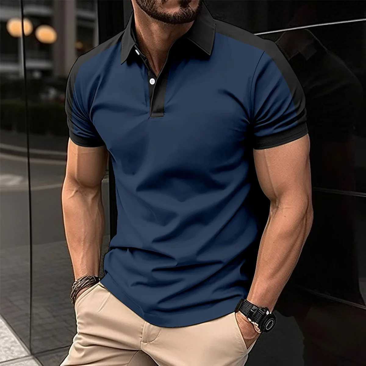 2025 Summer Mens Casual Solid Color Breathable Short-Sleeved Top with Polo Shirt Men XJ250804