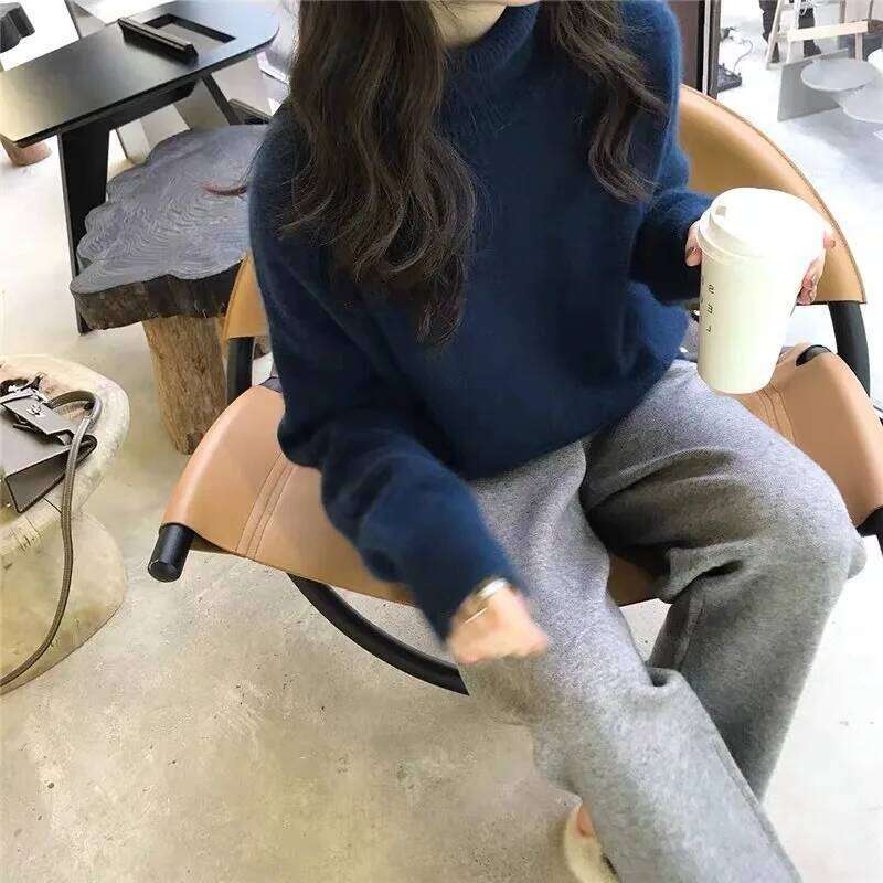 2023 Autumn And Winter Turtleneck Women Short Loose Pullover Thick Cashmere Knit Base Sweater 20250809