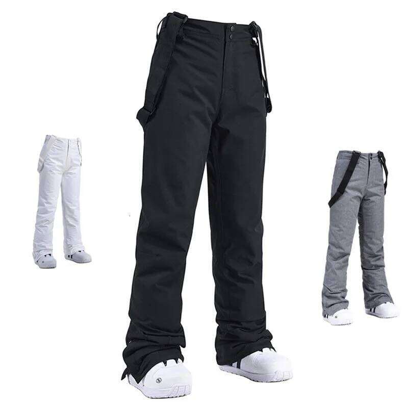 High Quality Men Women Winter Thick Warm Skiing Windproof Waterproof Suspender Trousers Snow Snowboard Pants Plus Size