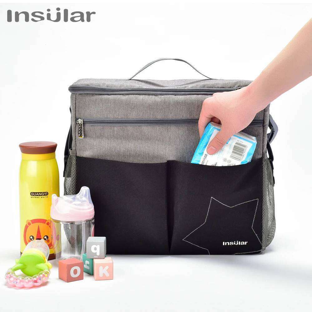 Insular Mommy Diaper Mother Large Capacity Travel Nappy Backpacks with Anti-loss Zipper Solid Baby Maternity Nursing Bags