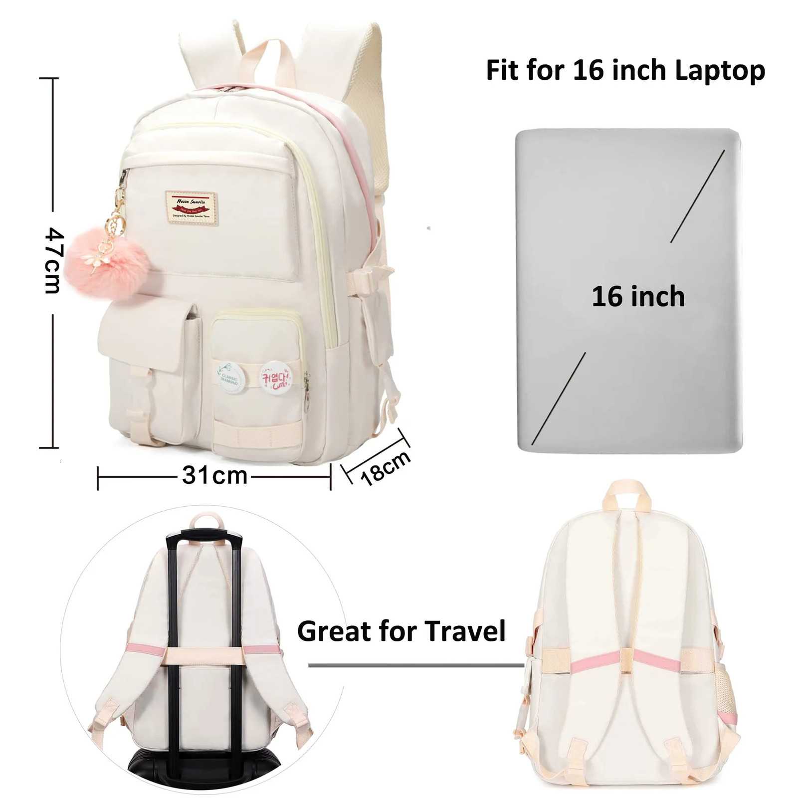 Womens backpack Large-capacity Waterproof Nylon Fashionable Schoolbag For Girl Backpack College Student Computer Bag 250813