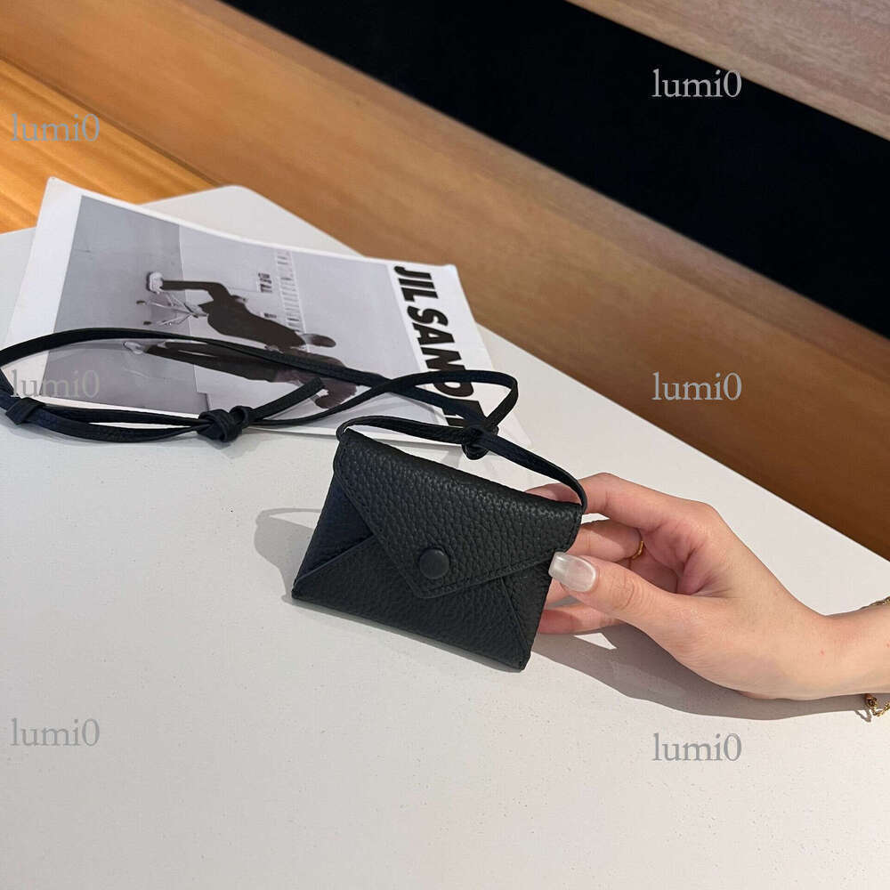 New Coin Purse Top Layer TC Envelope Waist Neck Bag Niche Mini Belt Genuine Leather Card Holder