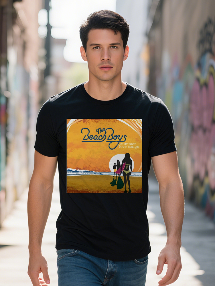 Casual Graphic T-Shirt The Boys Love Songs Retro Scene Print Black Round Neck Tee Breathable Summer Shirt Ideal