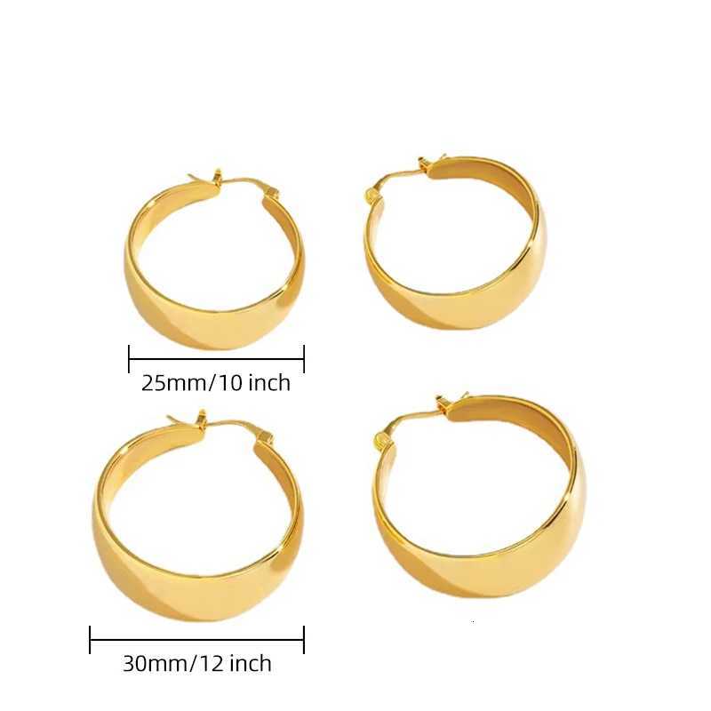 25/30mm Stainless Steel Gold Plated Smooth Wide Hoop Earrings for Women Large Circle Earring Statement Jewelry Gift XJ250814