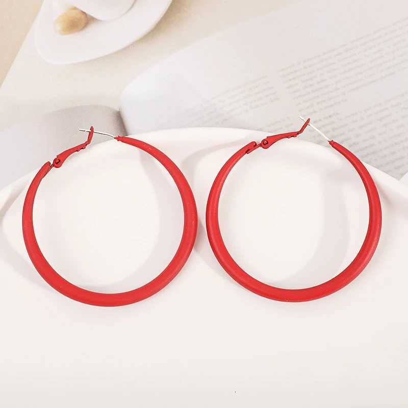 Purple Red Big Hoop Earrings for Women Exaggerated Makron Colorful Spray-painted Metal Loop Earrings Sexy Party Ear Jewelry XJ250814
