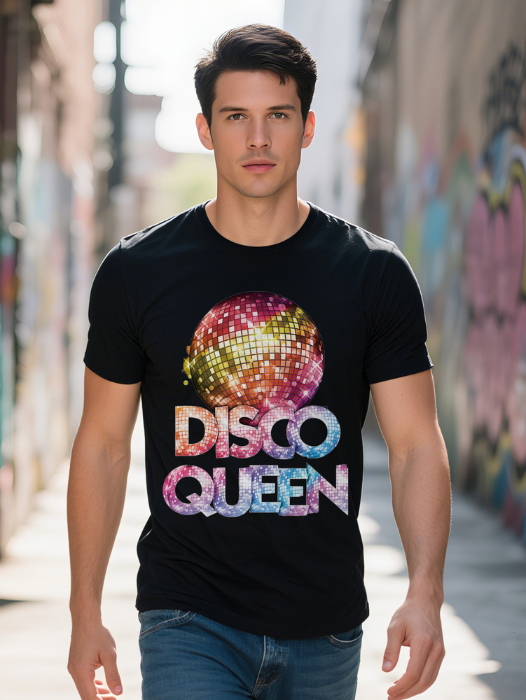 Men s Queen Graphic T-Shirt Black Retro Party Tee with Ball Design Lightweight Summer Shirt for Club Nights Costume