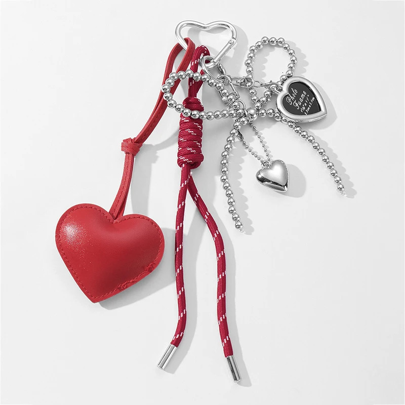 Charm Tassel Love Heart Pendant Handmade Creative Bowknot Keychain Cute Glossy Pendant Keychain Bag Accessories 250811