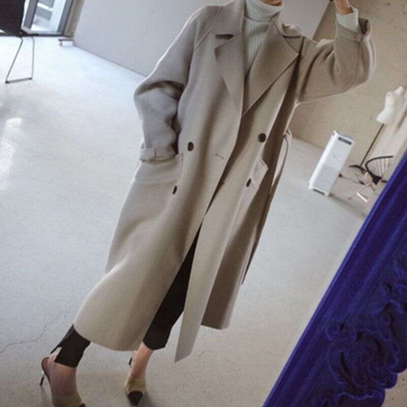 Women Coats 2023 Autumn And Winter New Femmes Women's Solid Color Lapel Loose Long Double-Sided Wool Coat Female