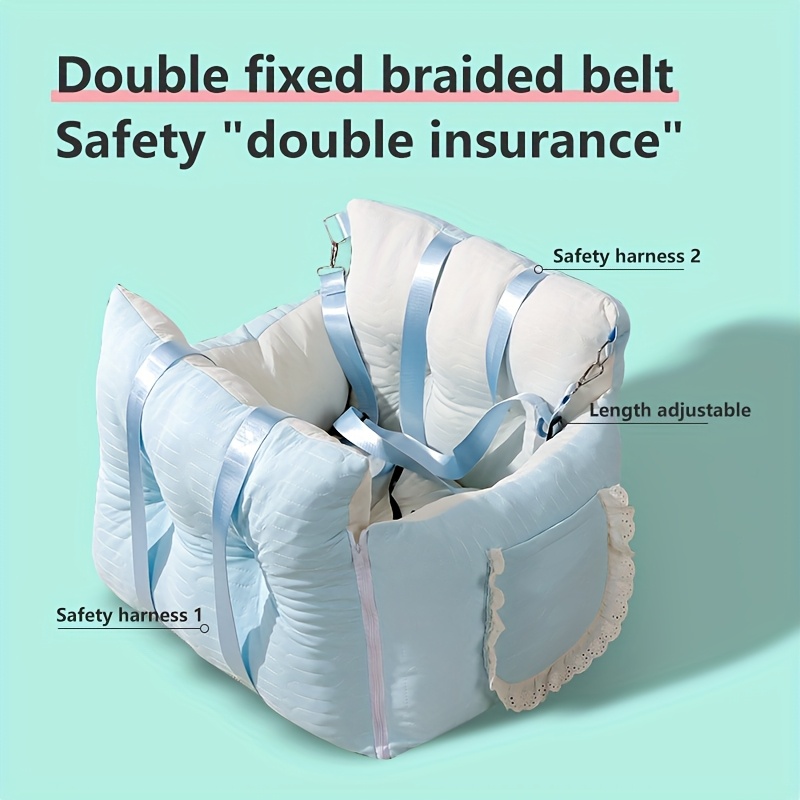 Cooling Ice Silk Car Pet Bed for Cats Small-Medium Dogs, Anti-Slip Fixed, Portable Stylish Easy-Clean Durable