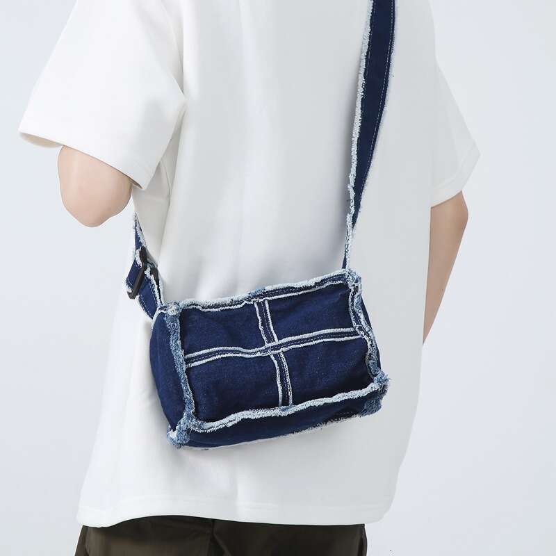 New INS Fashion Bags Designer Women Frayed Edge Denim Single Shoulder Female wallet Students Versatile Small Square Street Crossbody Bag for Men