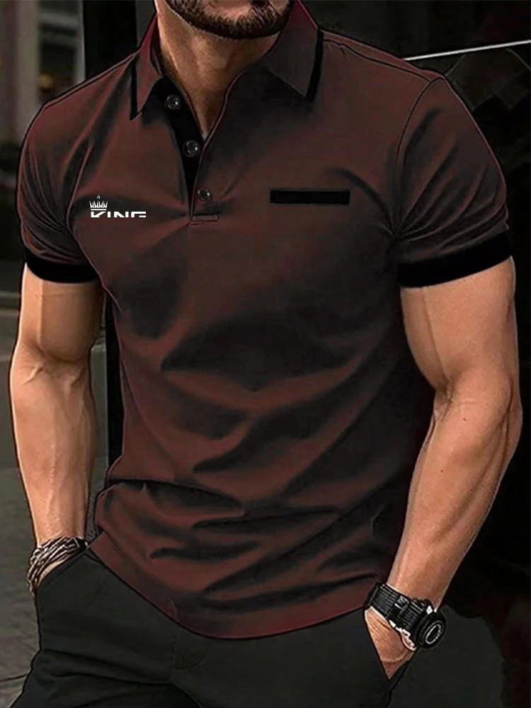 Mens Polo Shirt Golf Shirt Casual Sports Lapel Short Sleeve Fashion Basic Color Block Patchwork Summer Regular Fit Polo Shirt 250813