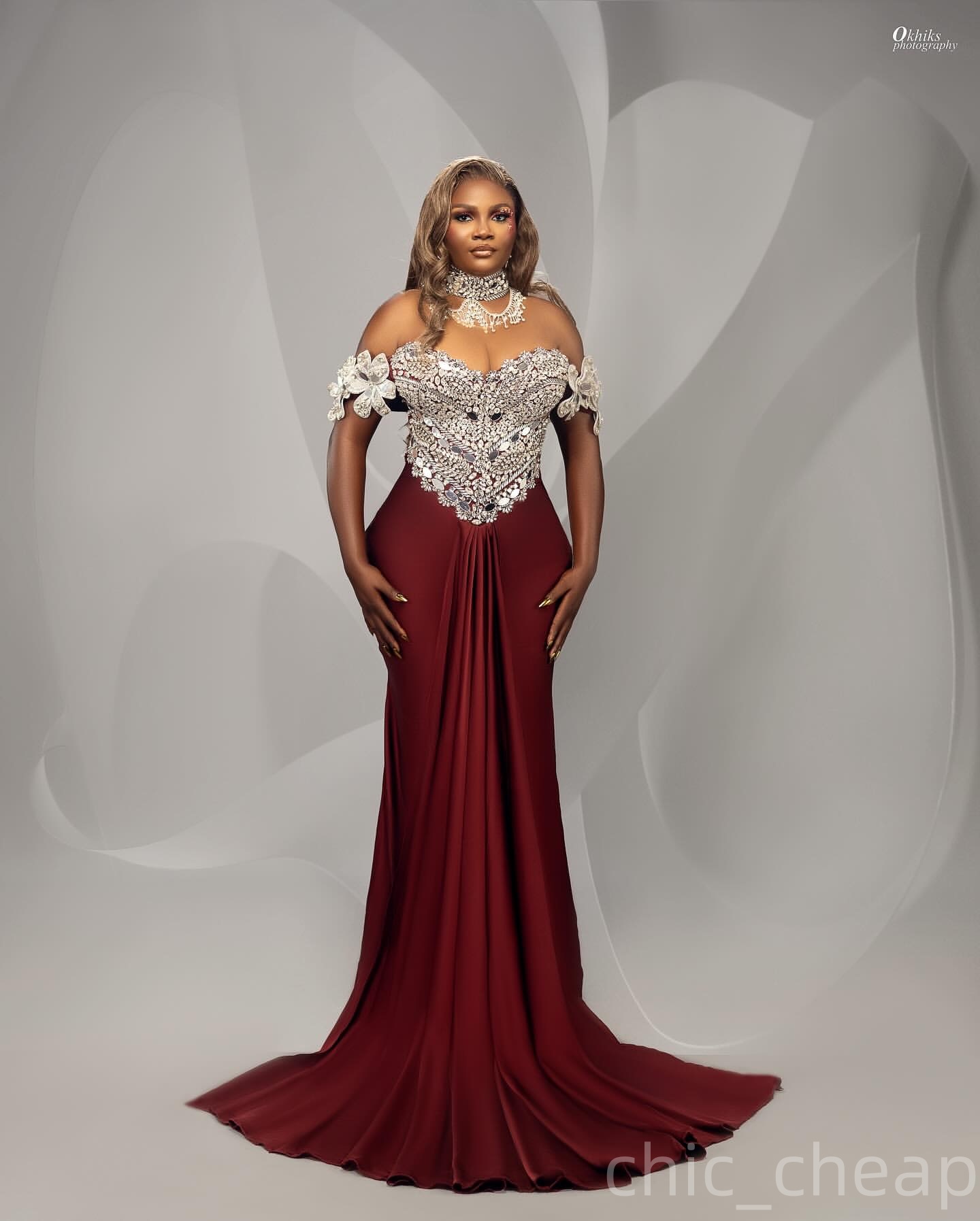 Burgundy Mermaid Prom Dresses 2025 High Neck Beaded Crystals Satin Evening Formal Party Second Birthday Engagement Gowns Plus Size Dress For Special O