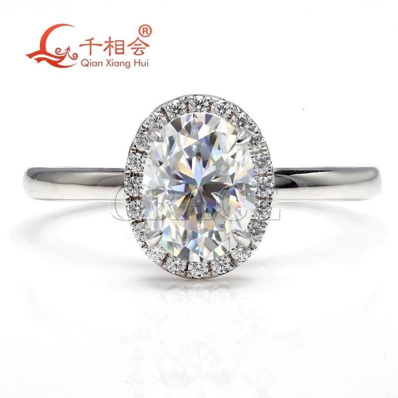 2ct Oval Shape Halo Ring Band 7*9mm 925 Sterling Silver D Color VVS Moissanite Diamond Ring Jewelry Gift for Dating Wedding