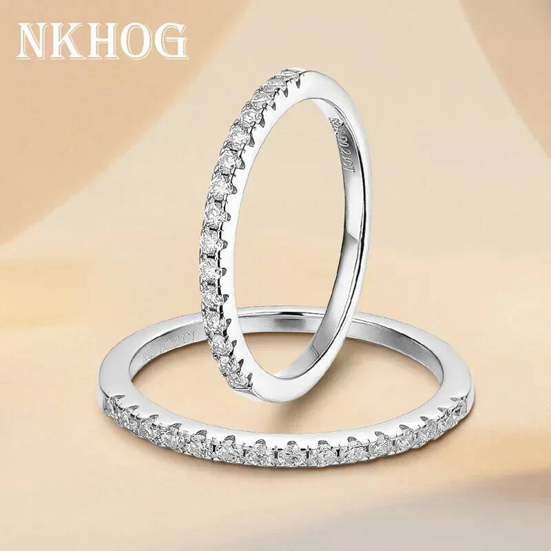 Real D Color Moissanite Finger Rings For Women Sparking 925 Sterling Silver 18K White Gold Plated Engagement Party Band Jewelry