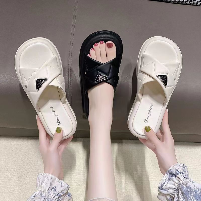 2025 designer slippers Women's Platform Slides - Fairycore Summer Sandals, Thick Sole Fashion Slippers, Non-Slip Outdoor Viral Shoe Free Shipping