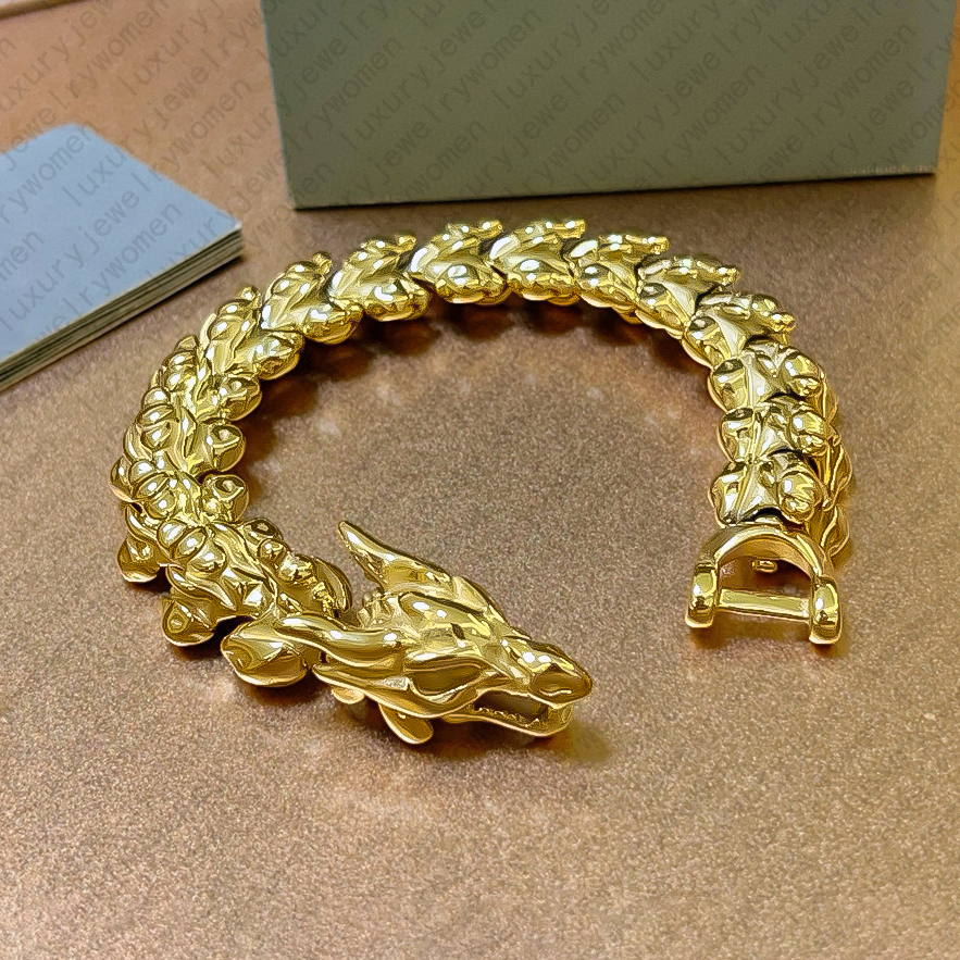 Designer Bracelet Luxury Bangle Jewelry Jewellery Gold Dragon Bamboo Link Chunky Punk Style Cuban Link Bracelet Sterling Silver for Men Women Gift Bestseller