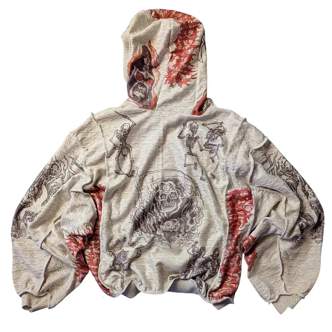 Streetwear Gothic Knitted Hood Mens Womens Clothing Tops Harajuku Retro Graphic Patchwork Fashion Oversized Knitted Sweatshirts 250813