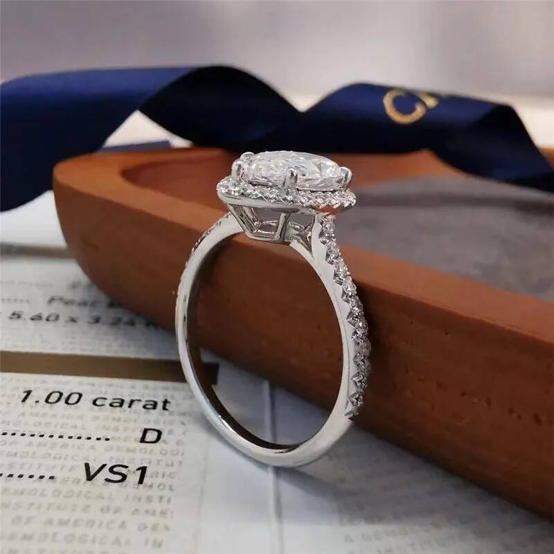 NKHOG Real Pear Cut Moissanite Ring Women S925 Sterling Silver Plated 18K Gold Drop Diamond Wedding Rings Gifts Fine Jewelry GRA