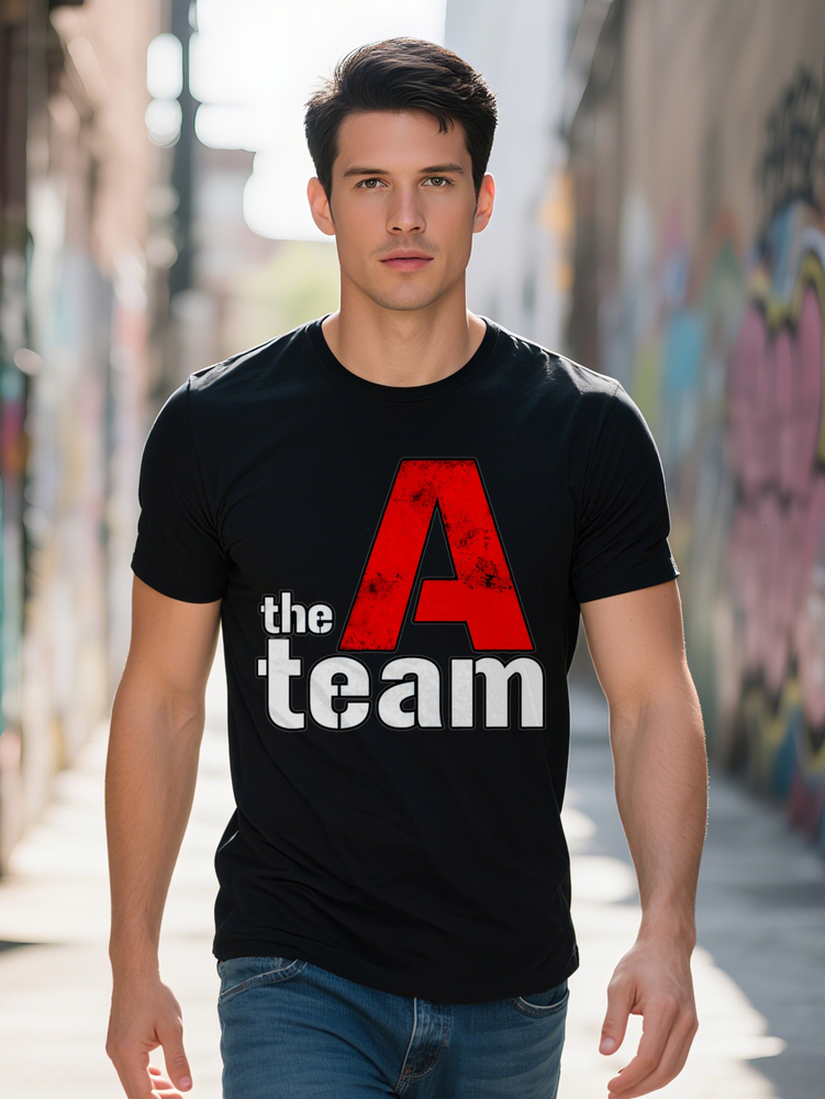 Men S Casual Crew Neck T-Shirt with Athe Team Graphic Red White Print Lightweight Stretchy Perfect for Summer