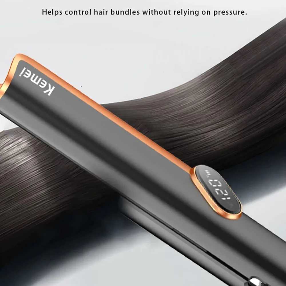 Kemei Hair Straightener Flat Iron for Thick Naturally Curly Hair Wet to Dry Straightening with Air Dries and Straightens Hair W250814