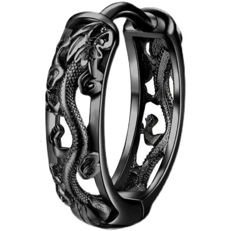 1 Pair Punk Hollow Dragon Carved Ear Buckle Earrings For Men/Women Black Color Hip Hop Street Fashion Popular Cool Ear Jewelry XJ250814