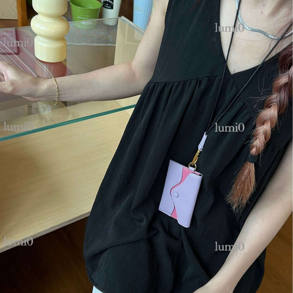 First Layer Cowhide Leather Halter Neck Envelope Earphone Bag Versatile Exquisite Clip Storage Coin Pouch Korean Version Mini Card Holder