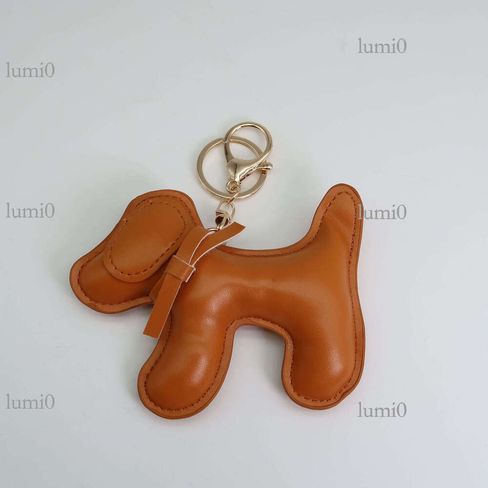 Cute Puppy PU Leather Oil Edge Big Decoration Creative Dog Keychain Bag Pendant