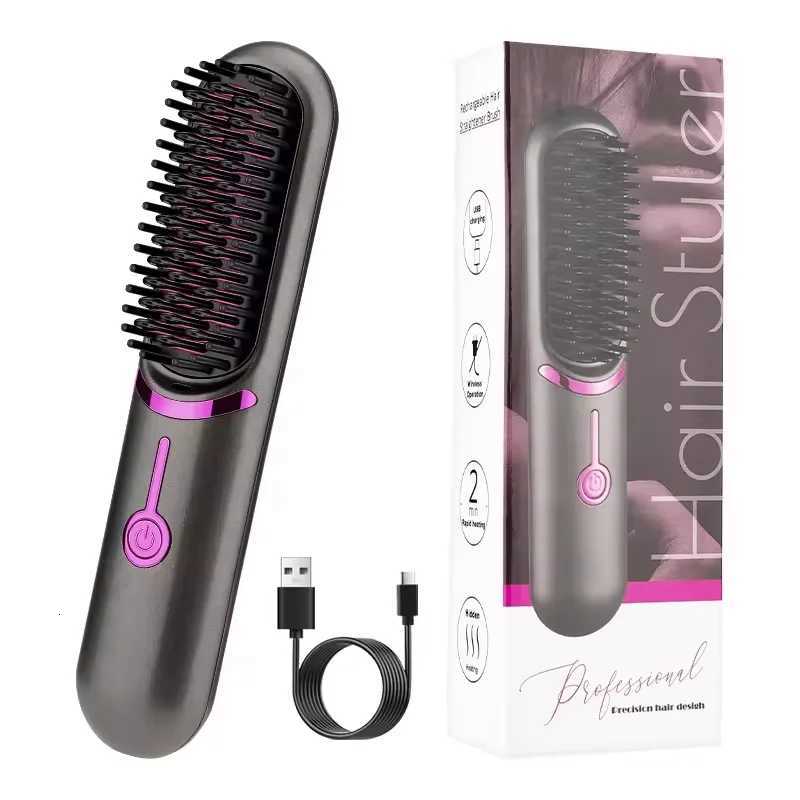 100% Original Product Cordless Hair Straightening Brush Portable Mini Travel Straightener Brush Womens Ionic Hot Comb Straightener W250814