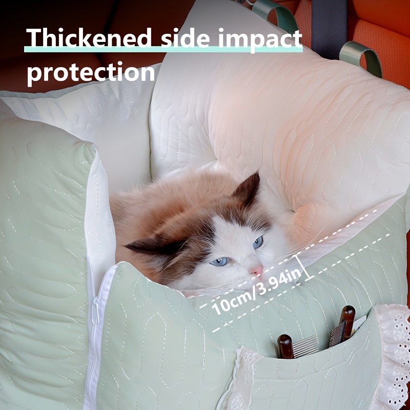 Cooling Ice Silk Car Pet Bed for Cats Small-Medium Dogs, Anti-Slip Fixed, Portable Stylish Easy-Clean Durable