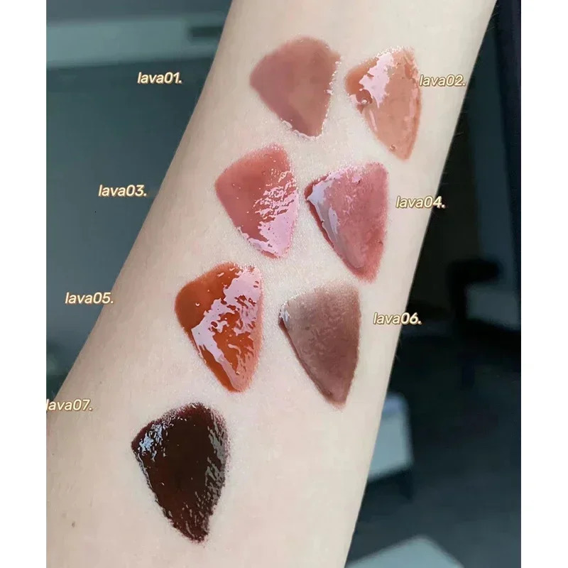 7 Colors Pink Mirror Water Lip Gloss Dark Brown Lip Oil Waterproof Non-stick Cup Liquid Lipstick Nude Brown Clear Tint Makeup 250812