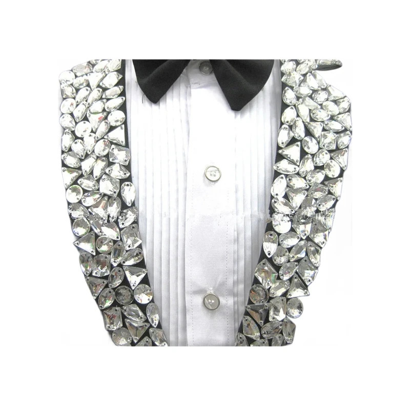 Black Mens Jacket Sparkly Rhinestones Blazers Formal Groom Wedding Prom Party Male Singer Host Stage Performance Costume 250811