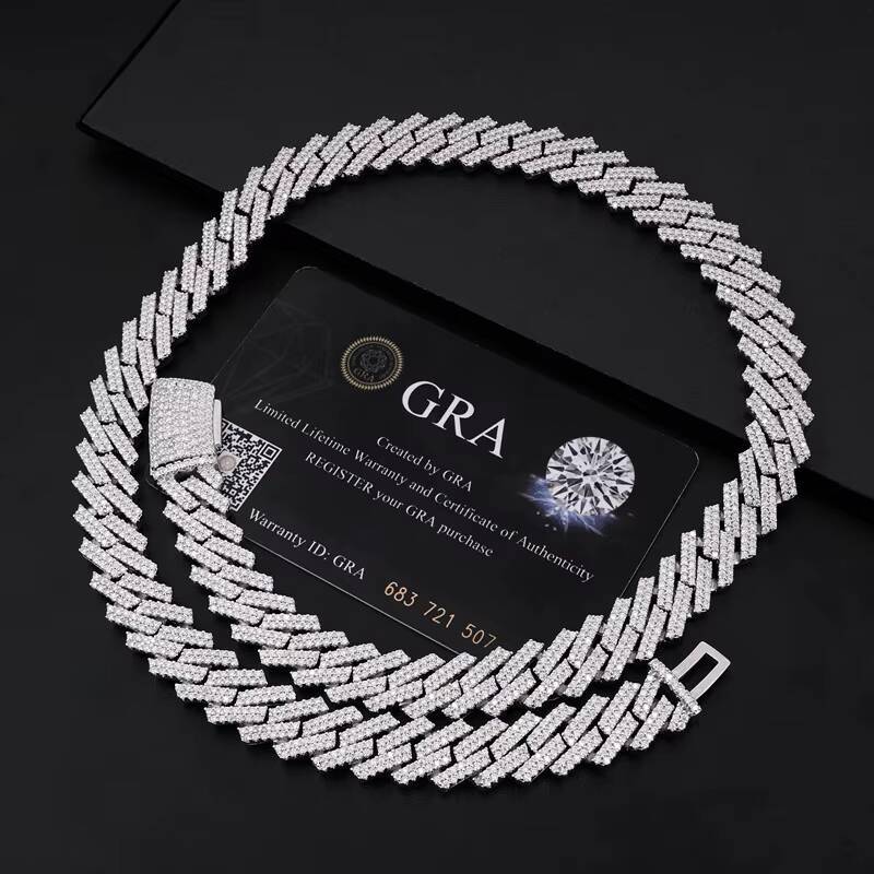 Passed Dia Tester Mossanite for Men 10mm 12mm 14mm Sier Hip Hop Iced Out Jewelry Moissanite Cuban Link Chain