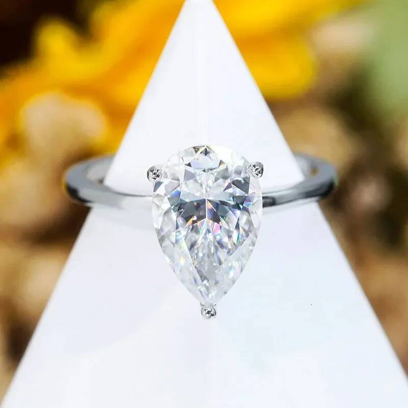 NKHOG 1-4CT Pear Cut Moissanite Rings S925 Silver 18K Gold Plated WaterDrop Solitaire Women Wedding Bands Jewelry Gifts with GRA