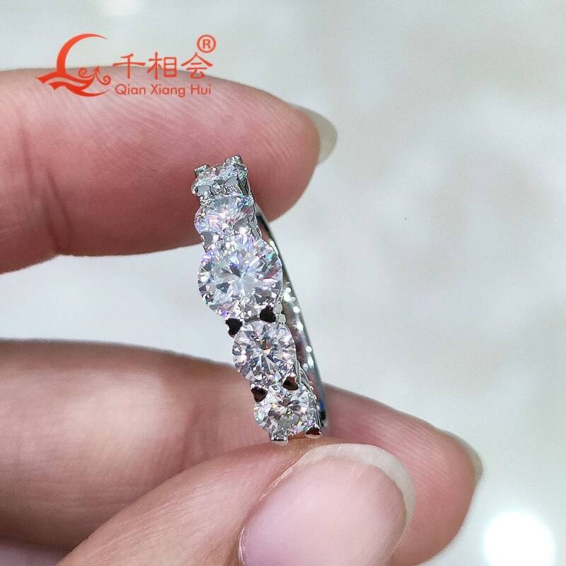 925 Silver D VVS Moissanite Ring 5.5mm Main Stone 4mm round Shape Men Women Diamond Jewelry Wedding Dating Gift Fine Jewelry
