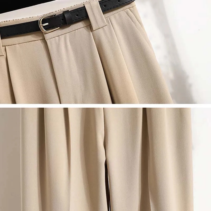 L4XL Plus Size Pants For Women 2025 Arrivals High Waist Straight Suit Pant Korean Style Casual Trousers Female 250808
