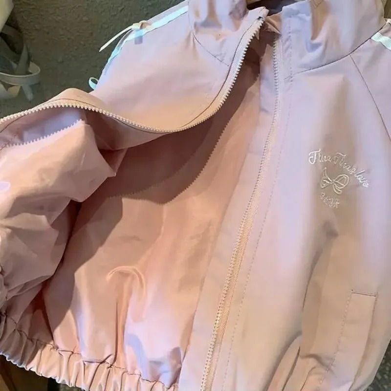 Girls Set Spring and Autumn Style Childrens Western Style Korean Edition Bow Coat Pants Casual Sports Two Piece Set 250813