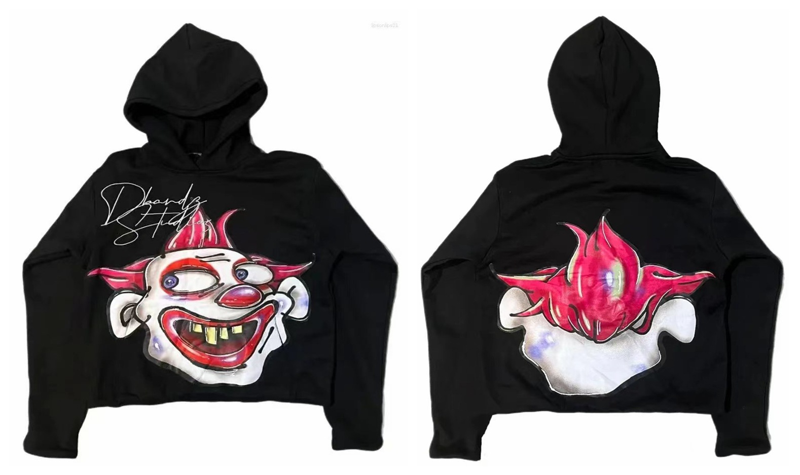 Men's Hoodies Streetwear Fashion Rhinestone Zip Up Sweatshirt Harajuku Lips Graphic Print Oversized Hoodie Goth Black Hooded Jacket Men