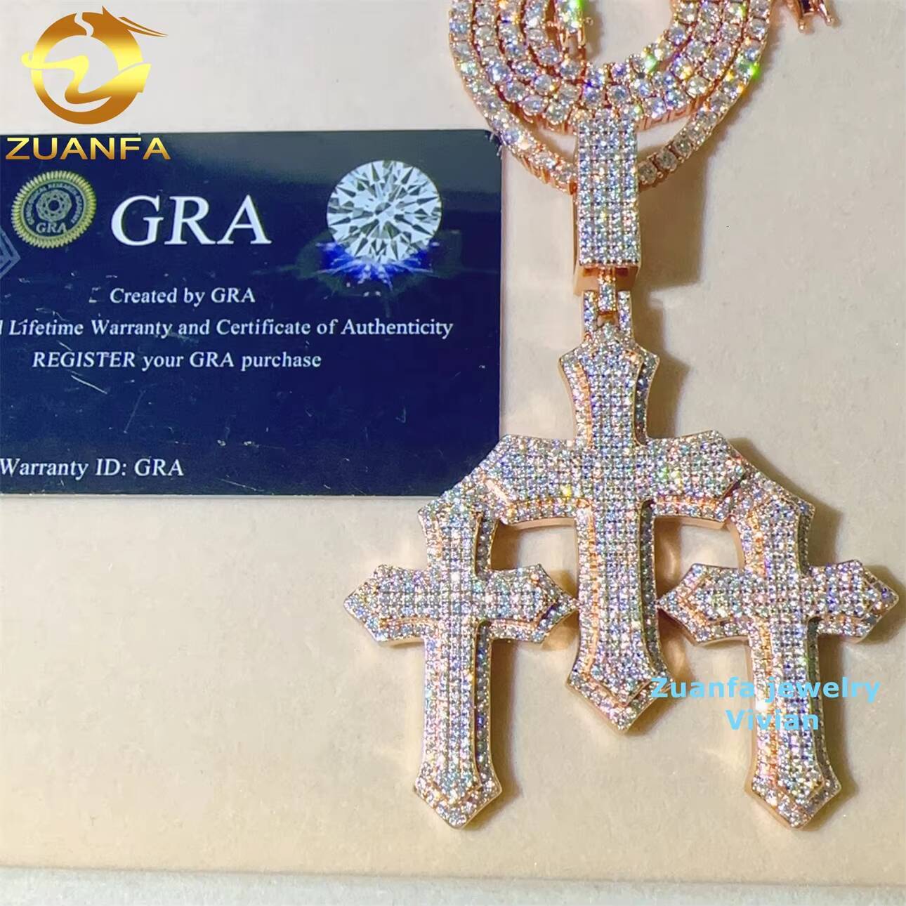 Sterling Silver 925 Moissanite Pendant Men Pass Diamond Test Hip Hop Iced Out Fashion Corss Moissanite Pendant