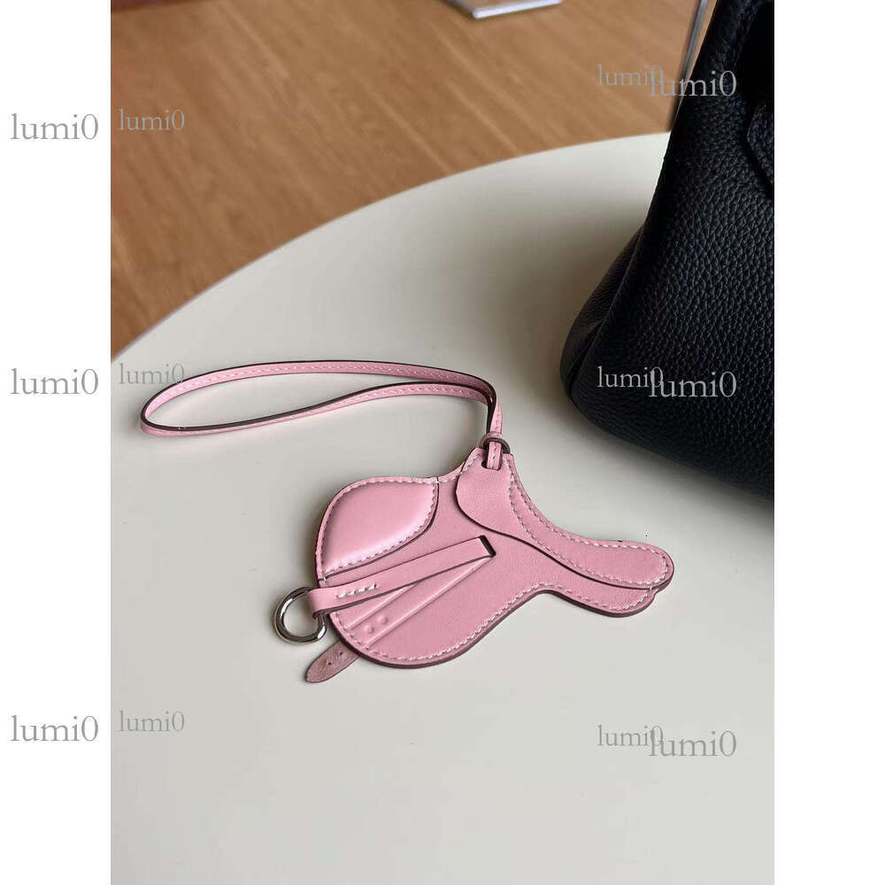 H Brand Lambskin Saddle Pendant Genuine Leather Bag Charm Handmade Accessory