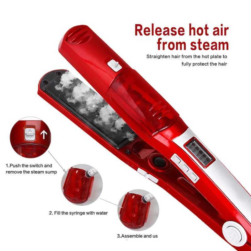 Steam Hair Straightener Professional Salon Ptc Ceramic Anion Tourmaline Instant Heating LED Indicator Light Display Flat Iron W250814