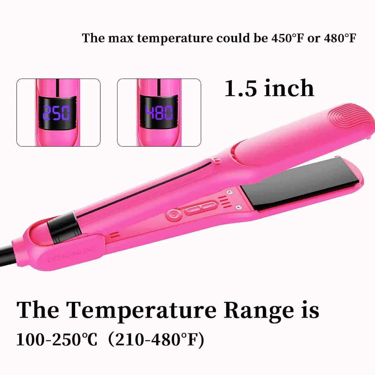 New Infrared Hair Straightener Unique Rose Professional Titanium Flat Iron with LED Display Instant Heating Curling Iron W250814