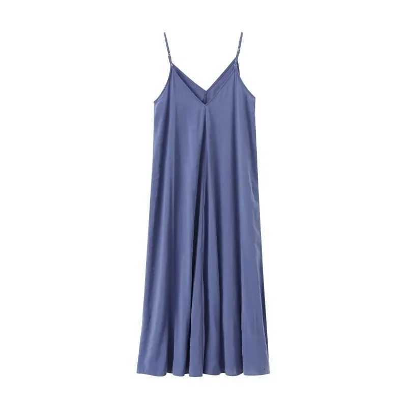 New Holiday Loose Fe Backless Black Dress 2024 Summer Women Fashion Temperament Casual Flowing Midi Suspender Long Dress XJ250814