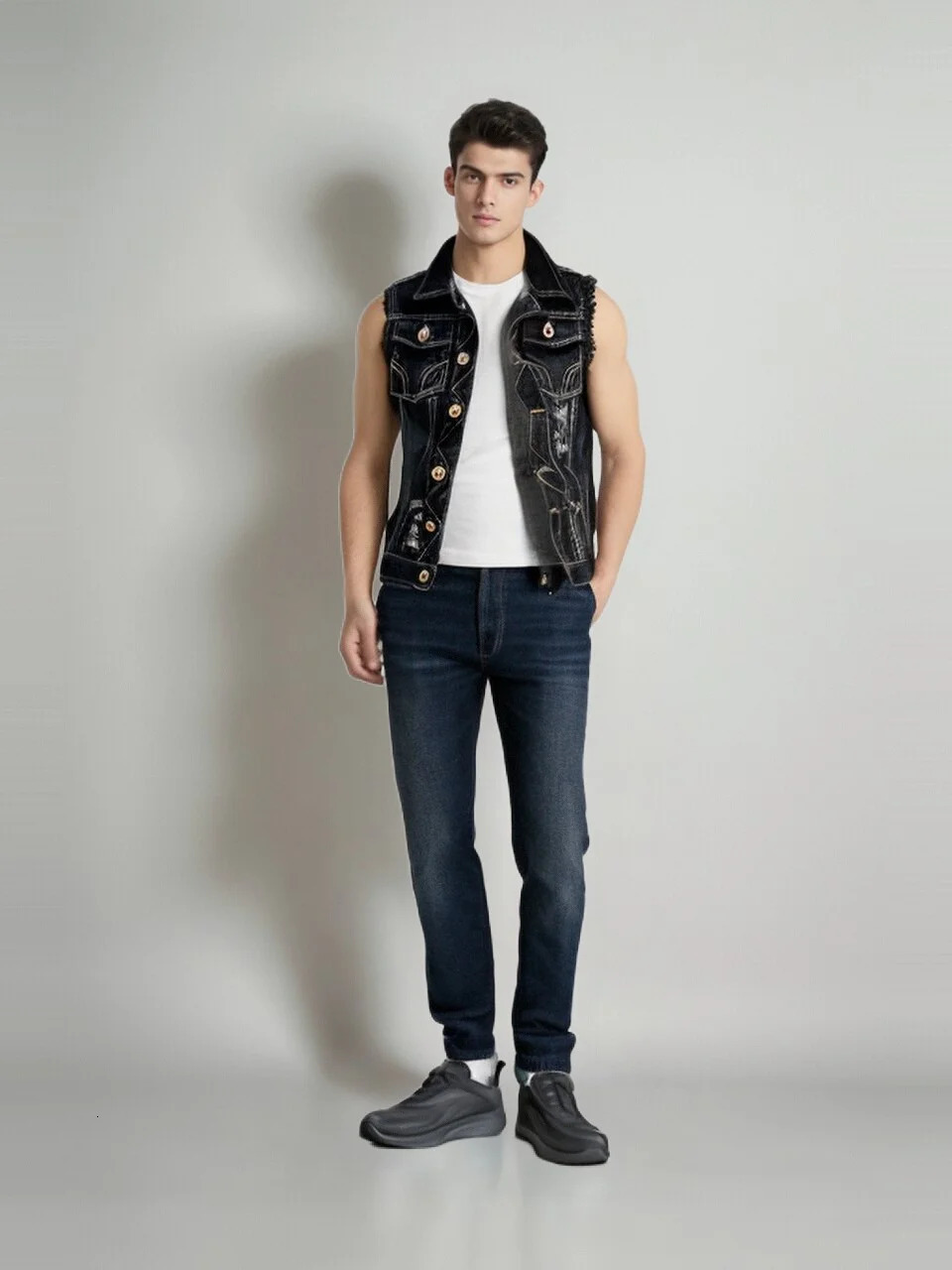 DIMUSI Spring Autumn Vintage n Mens Denim Vest Male Black Sleeveless Jackets Men Hole Jeans Waistcoat 6XLYA566 250805