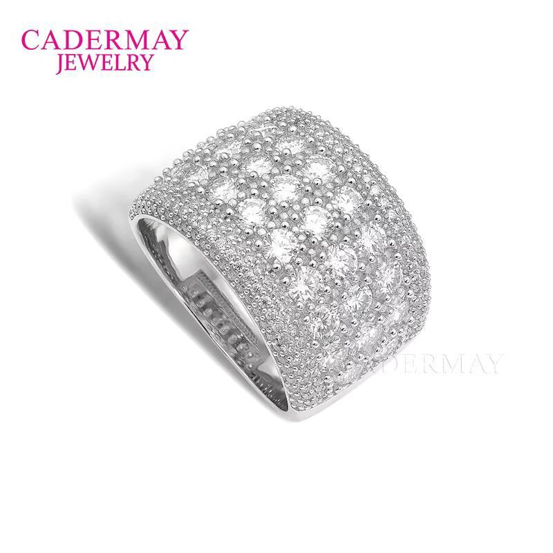 Cadermay Hip-Hop Jewelry Pass Dia Tester Custom Made Sterling Sier D VVS 3 Rows Half Eternity Moissanite Ring Band Men