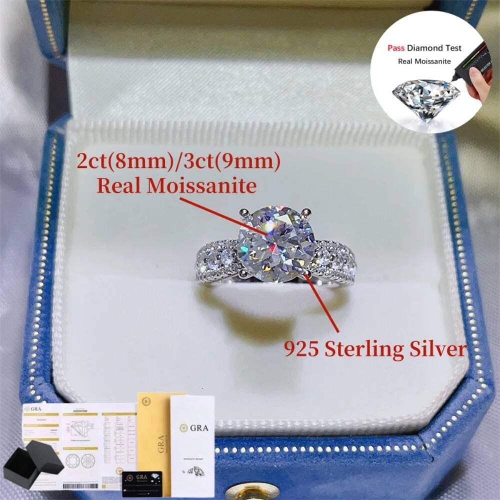 NKHOG 3CT Real Moissanite Rings For Women Men 925 Sterling Silver Wedding Engagement Band Plated No Fade D VVS1 Fine Jewelry GRA