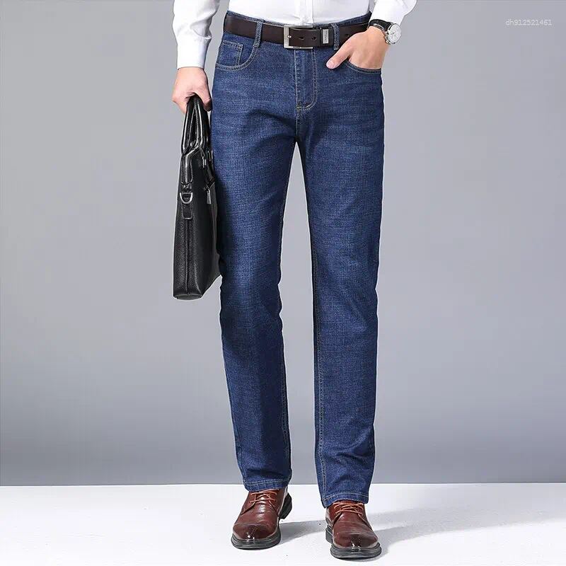 Men's Jeans Men Fashion Straight 2025 Stretch Slim Fit Pants Comfortable Soft Business Denim Trousers Male Brand Clothing