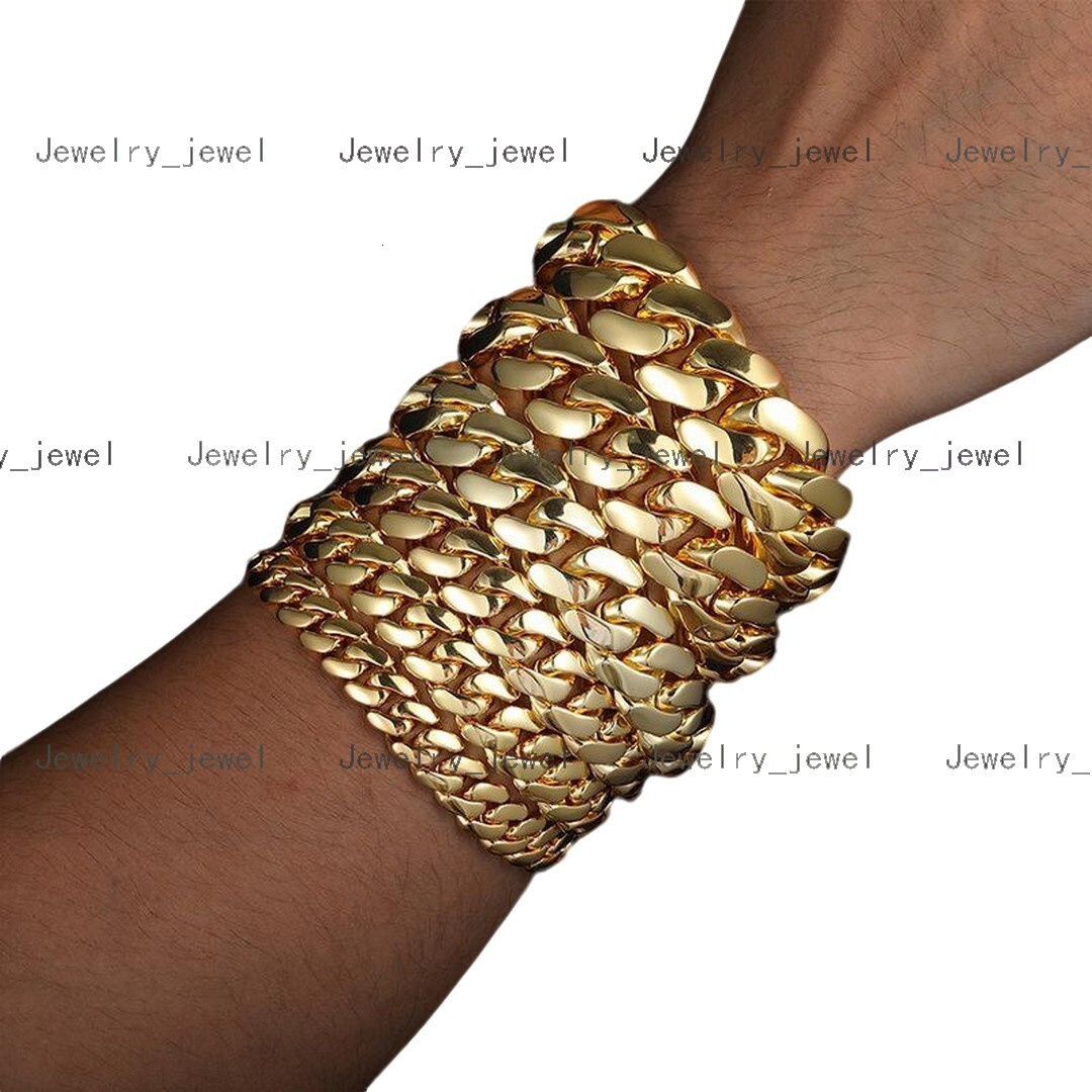 10mm-25mm Brass Cuban Link Chain Bracelet Necklace for Men Authentic 14K 18K Gold Plating Mens Miami Cuban Chains