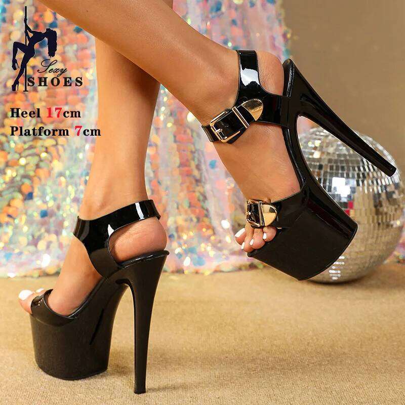New 17CM Elegant Women Platform High Heeled Sandal Woman Buckle Fashion Trendy Women's Design Shoes Party 2024 Large Size