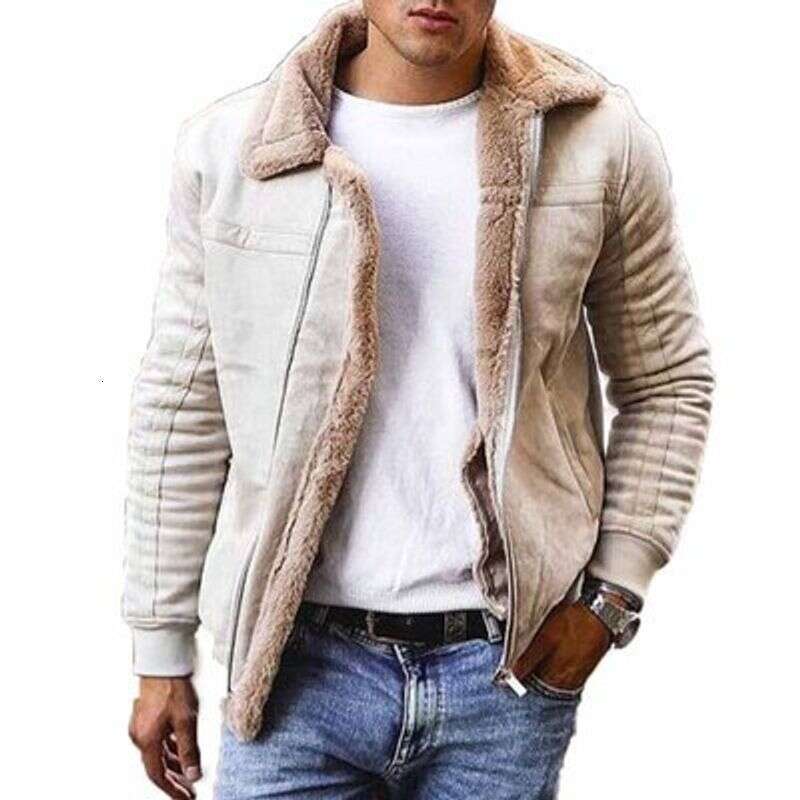 2023 Men's Jacket Fur Winter Coat Thickened Warm Zipper